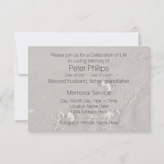 Zand 1 Viering van het Leven Memorial Service Kaart (Achterkant)