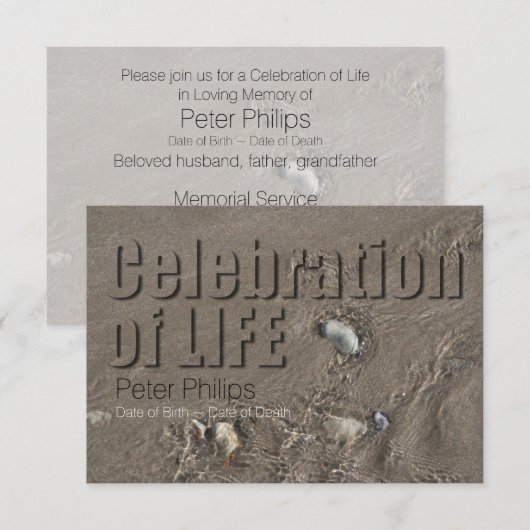 Zand 1 Viering van het Leven Memorial Service Kaart (Voorkant / Achterkant)