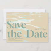  Zand 70s Strand Foto Bruiloft Save the Date Kaart (Voorkant)