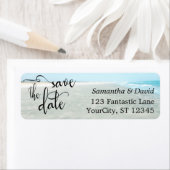 Zand & Aqua Water Foto Modern Strand Save the Date Etiket (Insitu)