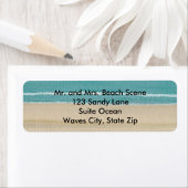 Zand Beach Ocean Waves Scène Adresetiketten Etiket (Insitu)