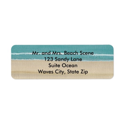 Zand Beach Ocean Waves Scène Adresetiketten Etiket (Voorkant)