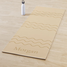 Zand Beige Moderne Golvende Lijnen Met Aangepaste  Yogamat