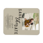 Zand Beige Save the Date Foto Bruiloft Magneet (Horizontaal)