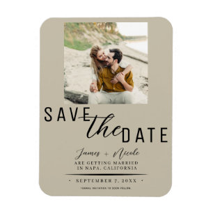 Zand Beige Save the Date Foto Bruiloft Magneet