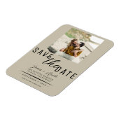 Zand Beige Save the Date Foto Bruiloft Magneet (Linkerzijde)