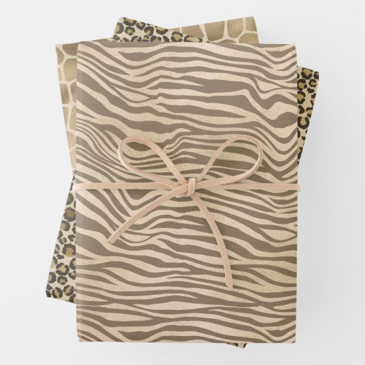 Zand Beige Zebra Print Inpakpapier Vel (In situ)