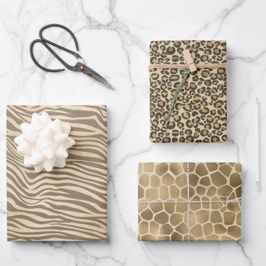 Zand Beige Zebra Print Inpakpapier Vel (Voorkant)