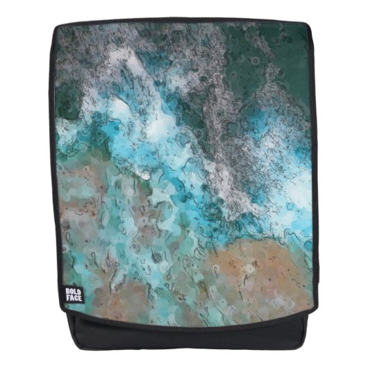 Zand Blauwgroen Ocean Splash Rugtassen (Voorkant)