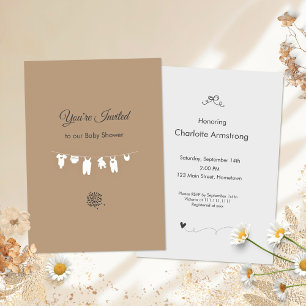 Zand Boho Minimalistische Baby Shower Kaart