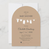 Zand Boho Minimalistische Gebogen Babyfeestje Kaart (Voorkant)