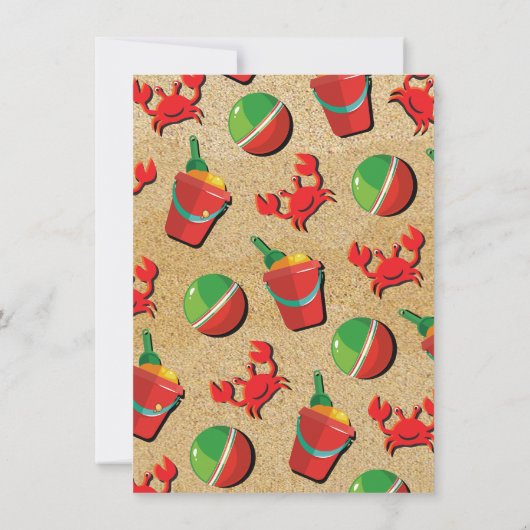 Zand Castle Beach Birthday Party Invitations Kaart (Achterkant)