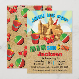 Zand Castle Beach Birthday Party Invitations Kaart