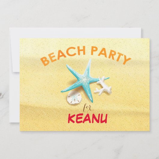 Zand Castle Beach Party Birthday Invitations Kaart (Achterkant)