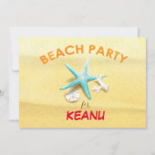 Zand Castle Beach Party Birthday Invitations Kaart (Achterkant)