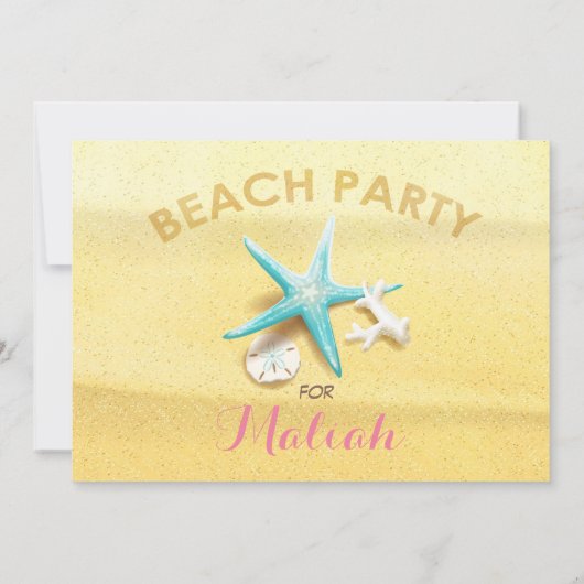 Zand Castle Beach Party Birthday Invitations Kaart (Achterkant)