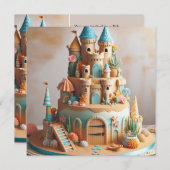 ZAND CASTLE THEMA CAKE KINDEREN VERJAARDAG KAART (Voorkant / Achterkant)