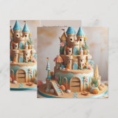 ZAND CASTLE THEMA CAKE KINDEREN VERJAARDAG KAART (Voorkant / Achterkant)