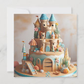 ZAND CASTLE THEMA CAKE KINDEREN VERJAARDAG KAART (Voorkant)