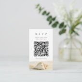 Zand Crème Schelp Kust QR Code Trouw RSVP Kaart (Staand voorkant)