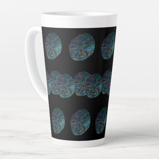 Zand Dollar Abstract Artsy Blauw Zwart Cadeau Favo Latte Mok (Linkerhoek)