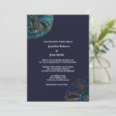 Zand Dollar Art Abstract Blue Beach Bruiloft Kaart (Staand voorkant)