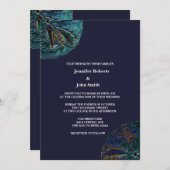 Zand Dollar Art Abstract Blue Beach Bruiloft Kaart (Voorkant / Achterkant)