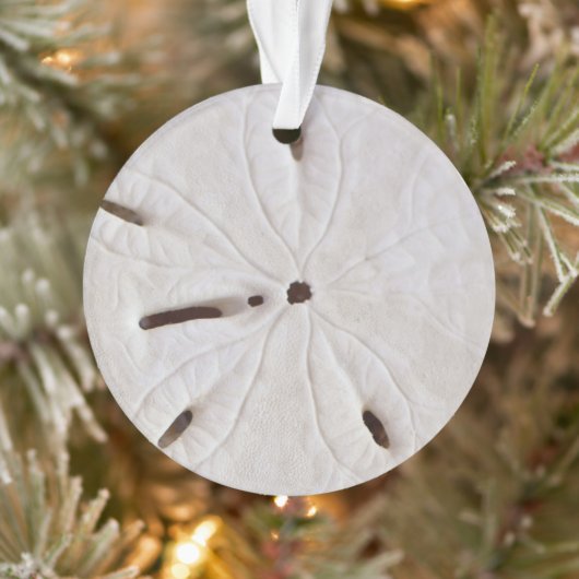 Zand Dollar Beach Coastal White Round Trendy 2020 Ornament (Boom)