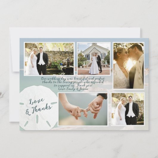 Zand Dollar Bruiloft Foto's Dank u Kaarten (Voorkant)