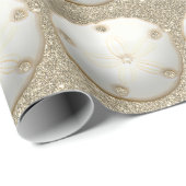 Zand dollar goud glitter look strand zand zomer cadeaupapier (Rol Hoek)