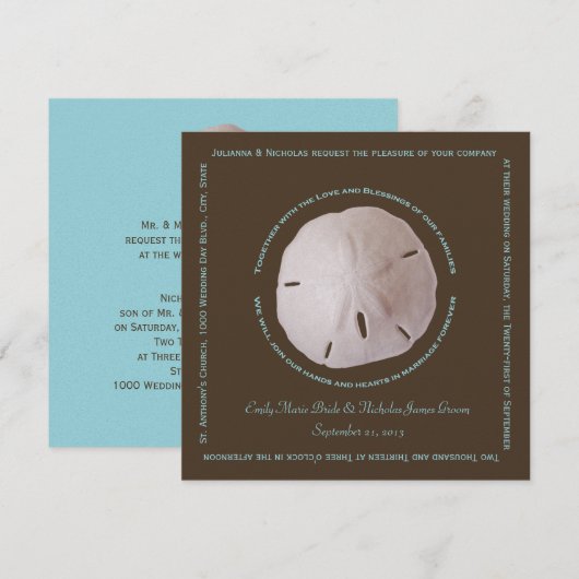 Zand Dollar Kubus Tekst Ontwerp Wedding Kaart (Voorkant / Achterkant)