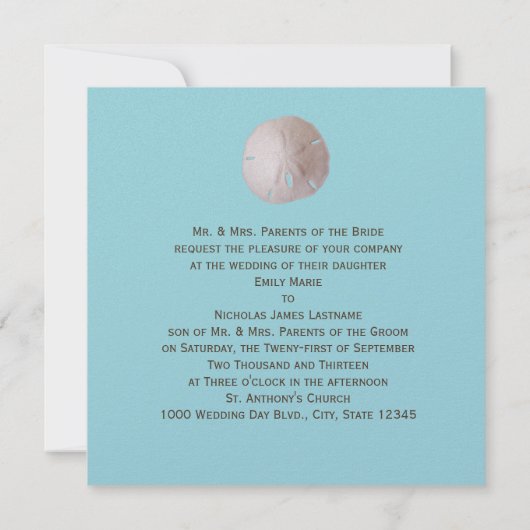 Zand Dollar Kubus Tekst Ontwerp Wedding Kaart (Achterkant)