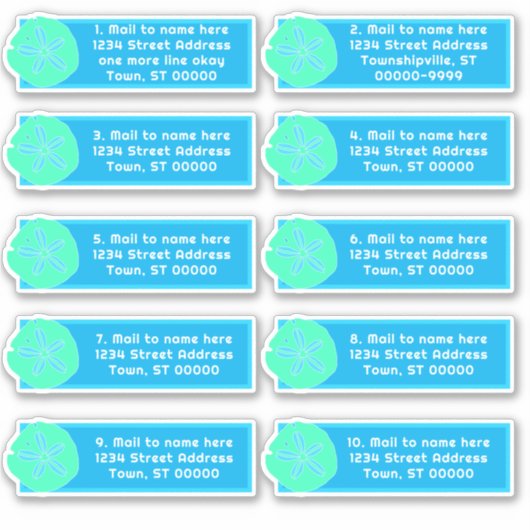 Zand Dollar Kunst Individuele Adres Mailing Labels (Voorkant)