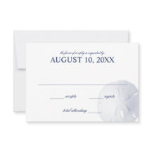 Zand Dollar Marine Blauw Bruiloft RSVP