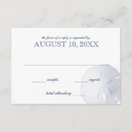 Zand Dollar Marine Blauw Bruiloft RSVP Kaartje