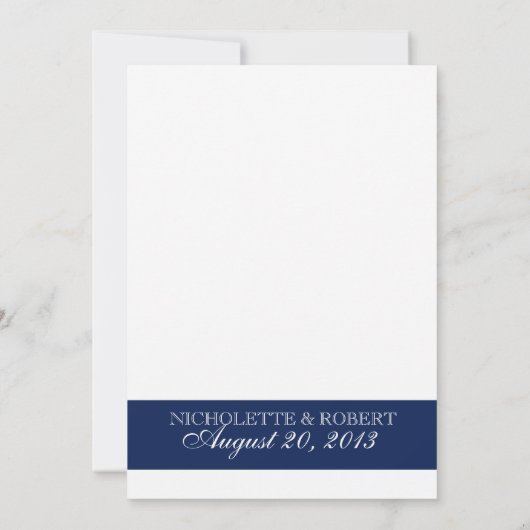 Zand Dollar Navy Blue Bruiloft Kaart (Achterkant)