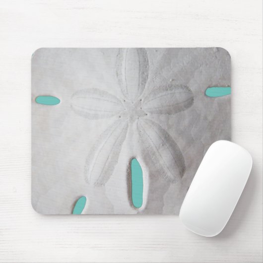 Zand-dollar-oceaanstrand witte turkooizen muispad muismat (Met muis)