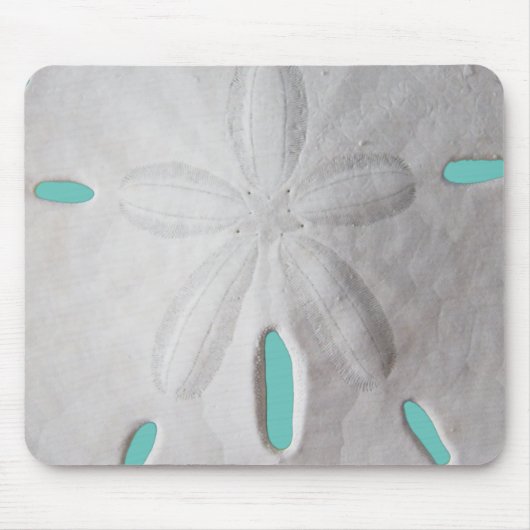 Zand-dollar-oceaanstrand witte turkooizen muispad muismat (Voorkant)