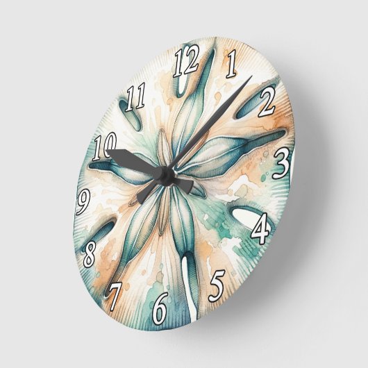 Zand Dollar Ocean Splash Zee Waterverf Bruiloft Ronde Klok (Hoek)