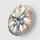 Zand Dollar Ocean Splash Zee Waterverf Bruiloft Ronde Klok (Hoek)