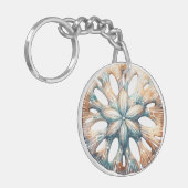 Zand Dollar Ocean Splash Zee Waterverf Bruiloft Sleutelhanger (Voorkant Links)