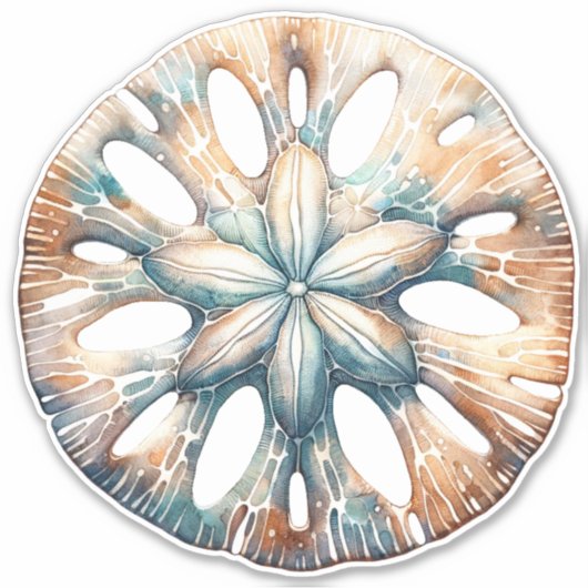 Zand Dollar Ocean Splash Zee Waterverf Bruiloft Sticker (Voorkant)