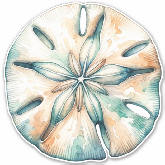 Zand Dollar Ocean Splash Zee Waterverf Bruiloft Sticker (Voorkant)