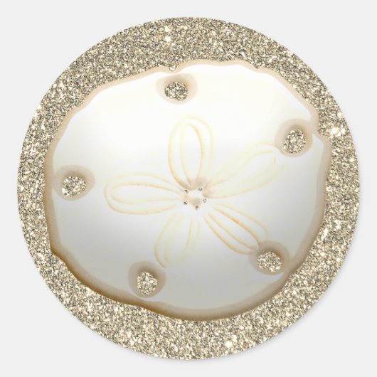 Zand dollar op strand met goudzand ronde sticker (Voorkant)