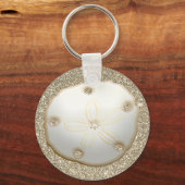 Zand dollar op strand met goudzand sleutelhanger (Voorkant)