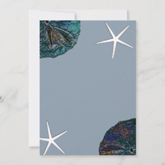Zand Dollar Seashell Art Dusty Blue Beach Bruiloft Kaart (Achterkant)
