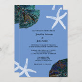 Zand Dollar Seashell Cornflower Blue Beach Bruilof Kaart (Voorkant / Achterkant)