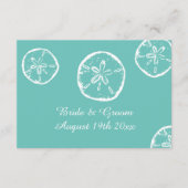 Zand dollar shell blauwgroen en wit strand bruilof informatiekaartje (Voorkant)