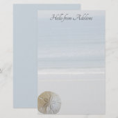 Zand Dollar Strand Achtergrond Schrijfpapier Briefpapier (Voorkant / Achterkant)