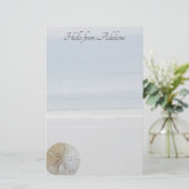 Zand Dollar Strand Achtergrond Schrijfpapier Briefpapier (Staand voorkant)